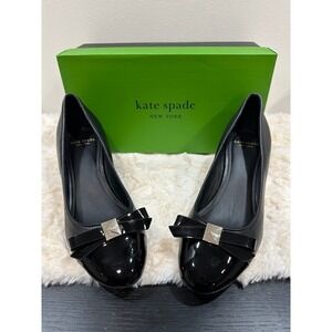 Womans‎ Kate Spade Deco Bow Ballet Pump Modern Glam Black Heels